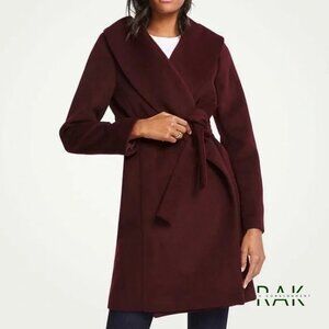 ANN TAYLOR Rich Burgundy Belted Double-Faced Blanket Wool Coat | Size S | $200